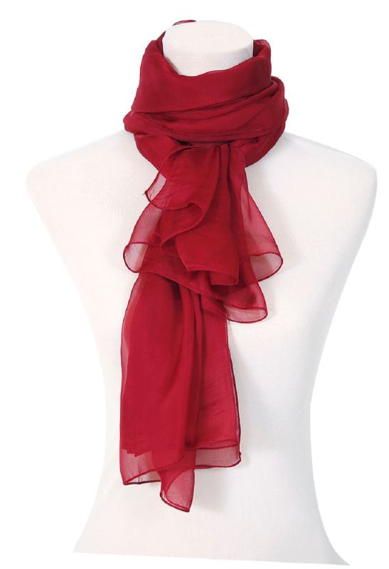 Scarf 100% Silk Paj unicolour red